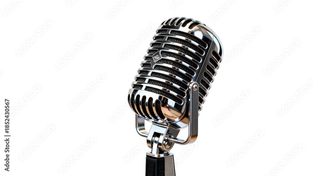 Fototapeta premium Classic Retro Microphone on White Background