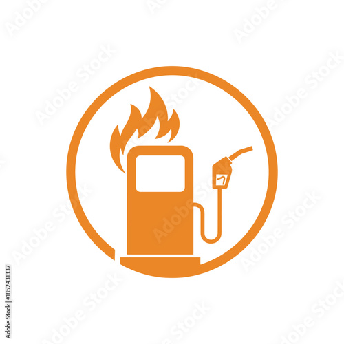 Flaming Gas Pump Icon Representing Fuel Price Hike and Energy Crisis.