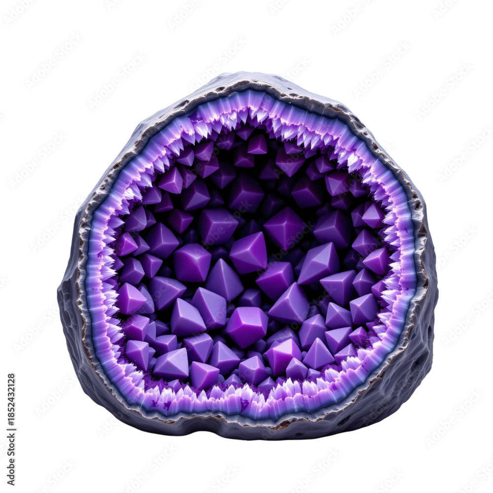 Fototapeta premium Amethyst geode exploration natural cave mineral specimen vibrant environment close-up view crystal formation