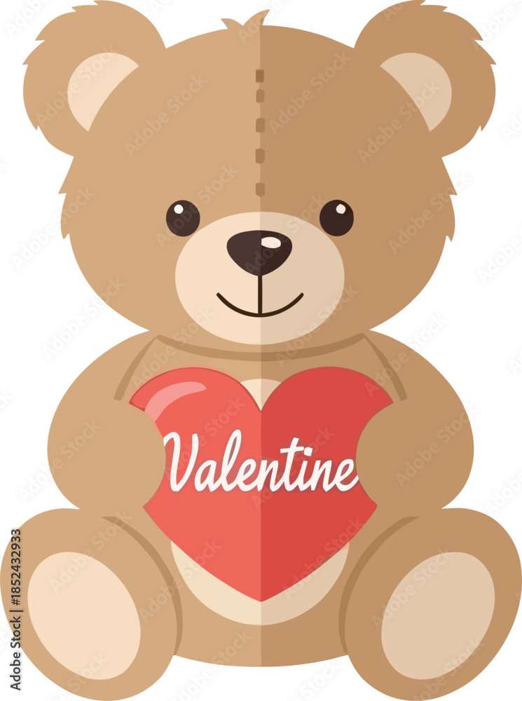 Obraz premium Adorable Teddy Bear Holding Heart-Shaped Valentine's Day Card.