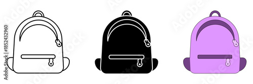 Bag school set icon. for mobile concept and web design on white background