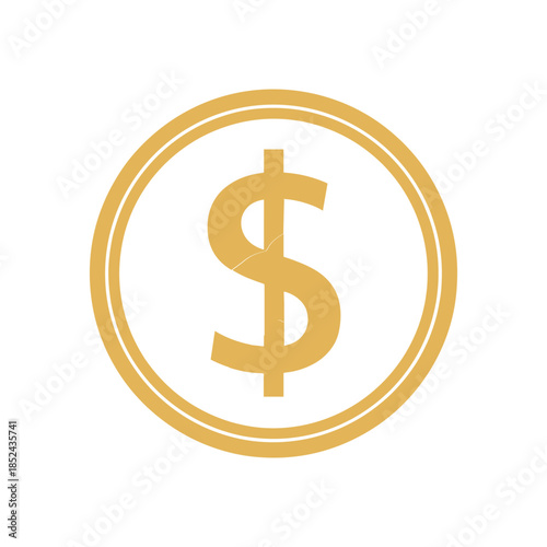 Golden Dollar Coin Symbol Illustration.
