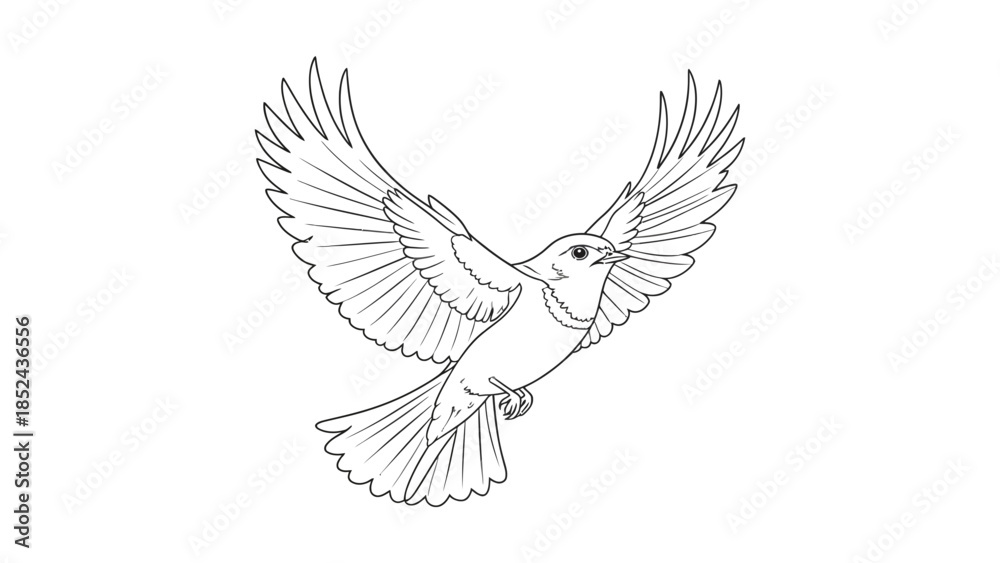 Obraz premium Graceful bird with wings outstretched in flight, symbolizing freedom and new beginnings.
