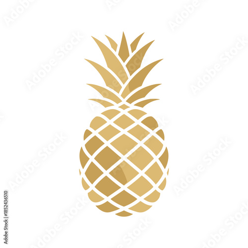 Golden pineapple illustration isolated on white background tropical fruit design.