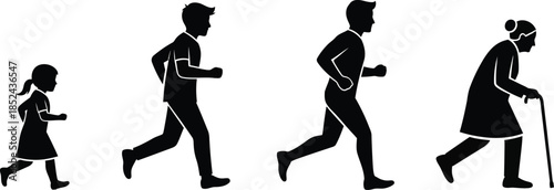 Human life stages silhouette