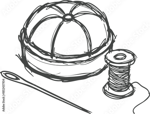 Sewing tools with cap and thread
