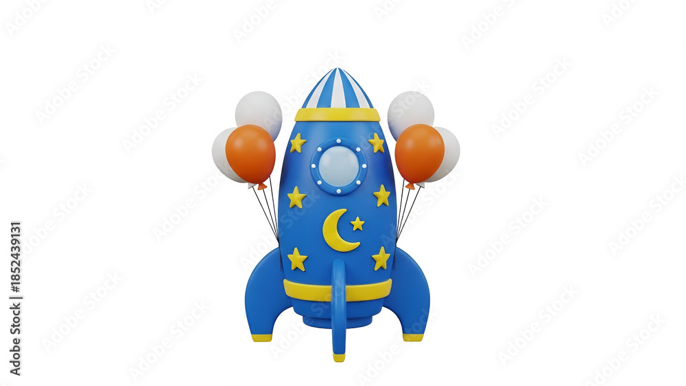 Obraz premium Celebratory rocket with balloons