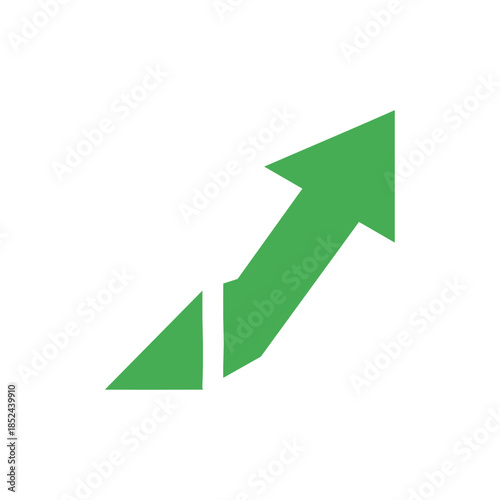 Green arrow pointing upwards indicating growth and progress.