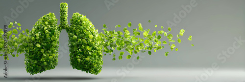 Conceptual Lush Green Leaves Lung Illustration Showing Healthy Breathing Organ