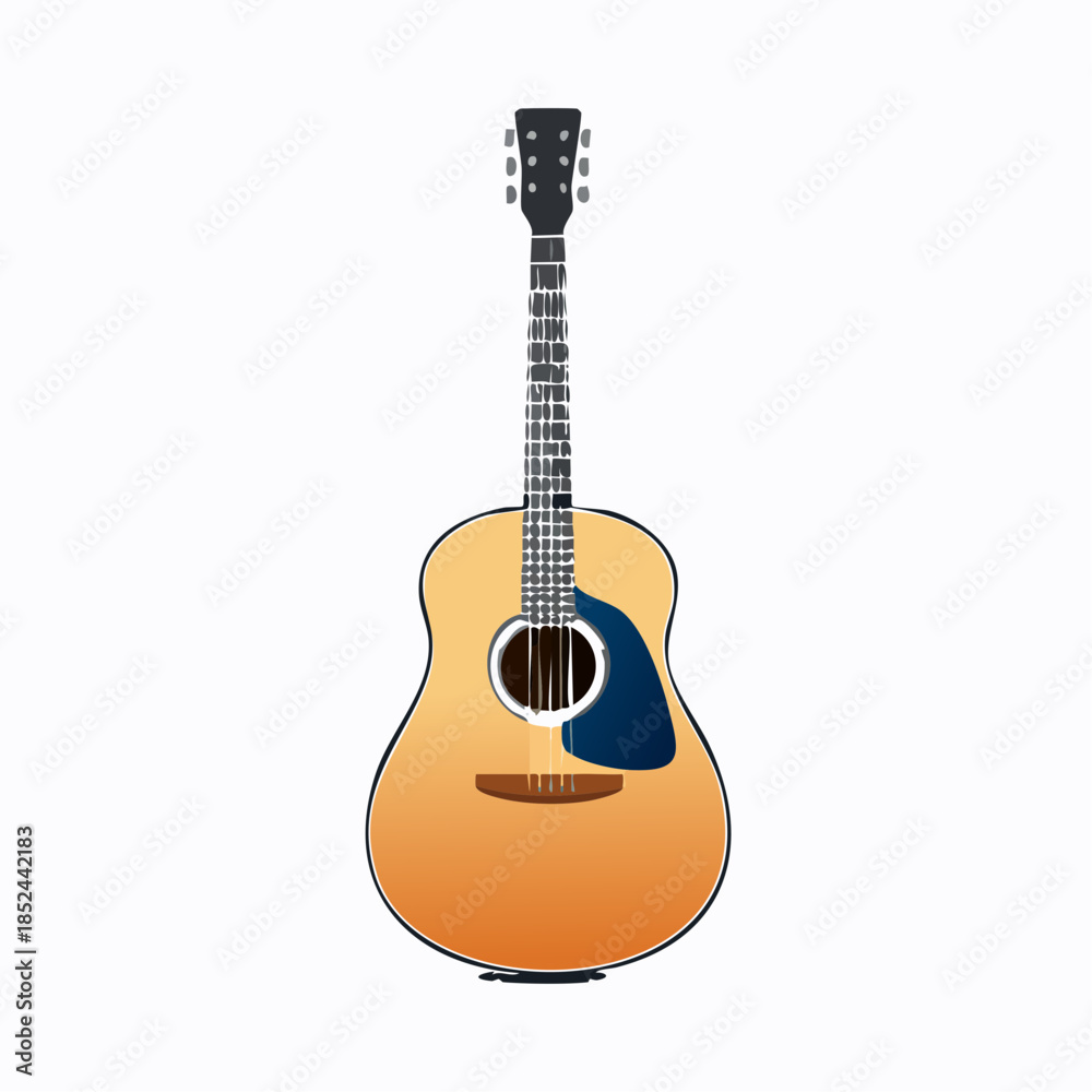 Obraz premium Acoustic guitar illustration isolated on white background musical instrument