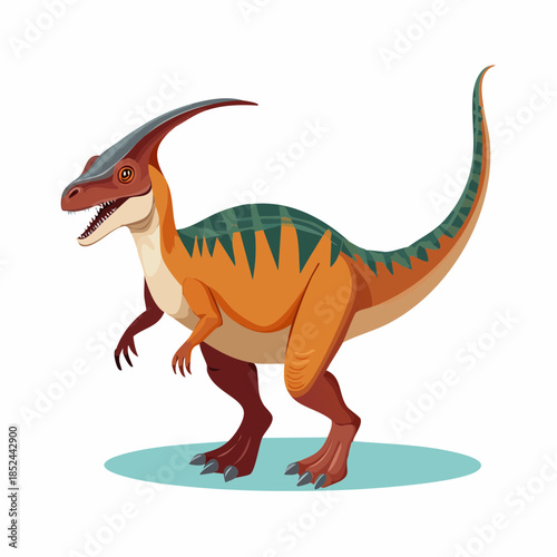 Cartoon parasaurolophus dinosaur illustration isolated on white background