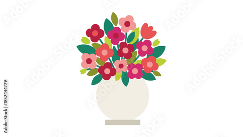 Vibrant bouquet of cheerful flowers in a simple white vase, bringing natural beauty indoors
