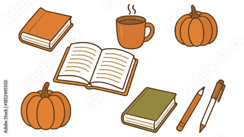 Cozy autumn reading with hot coffee and pumpkins, perfect for fall inspiration.