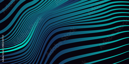 Top Futuristic neon texture with vibrant shades of blue green gradients and bright smooth fluted vertical lines. Bold dynamic trendy