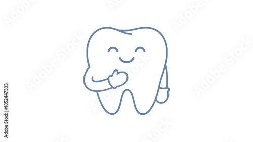 Happy cartoon tooth giving a thumbs up, symbolizing dental health and care.