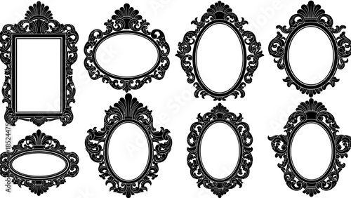 Collection of Ornate Black Vintage Frames for Pictures.