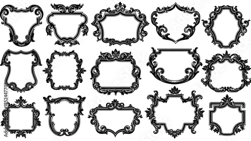 Collection of ornate vintage decorative frames and borders.