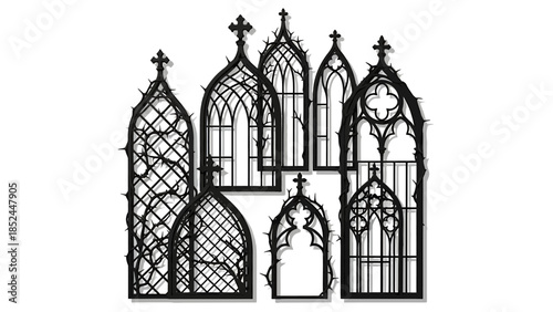 Collection of Gothic Architectural Window Designs.