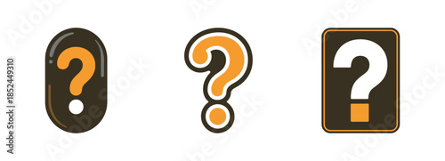 Three stylized question mark icons representing concept of doubt and question