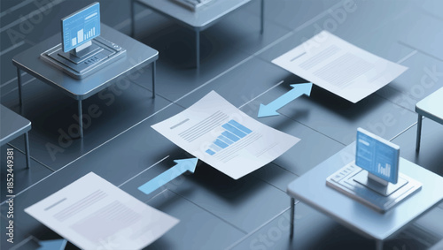 Technology Illustration Showing Data Being Extracted From A Document Vector Design Template