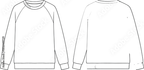Front and Back View CAD Flat Drawing for Oversized Knitwear Apparel Mockup and Specification