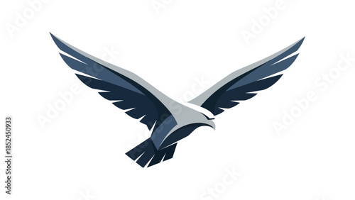 Abstract geometric design of a soaring eagle with spread wings, representing freedom and power.