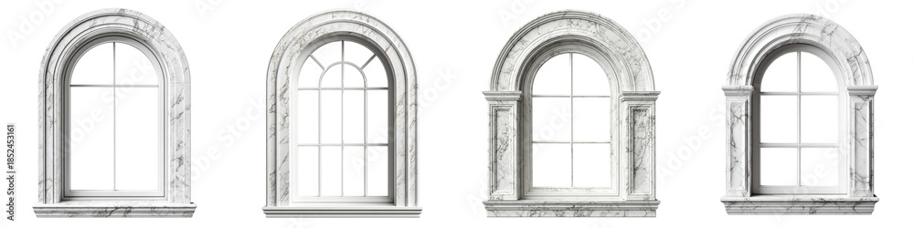 Fototapeta premium Elegant Marble Arched Collection Isolated on White Background