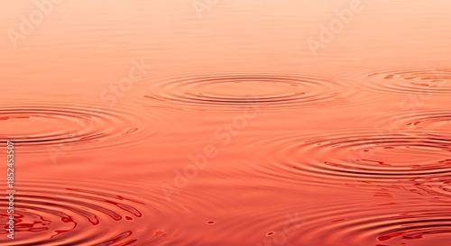 Abstract ripple effect in a tranquil reddish-orange liquid surface