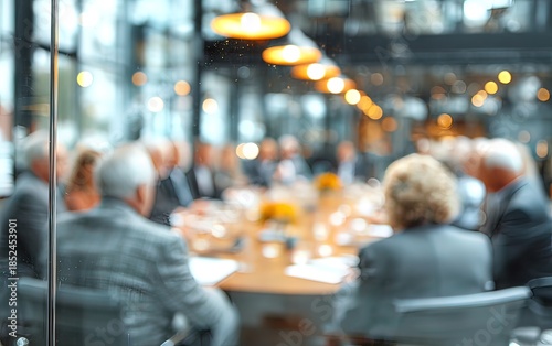 Defocused board meeting background behind glass wall. High quality. High quality