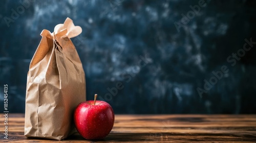 Back to School Lunch  Apple and Paper Bag.