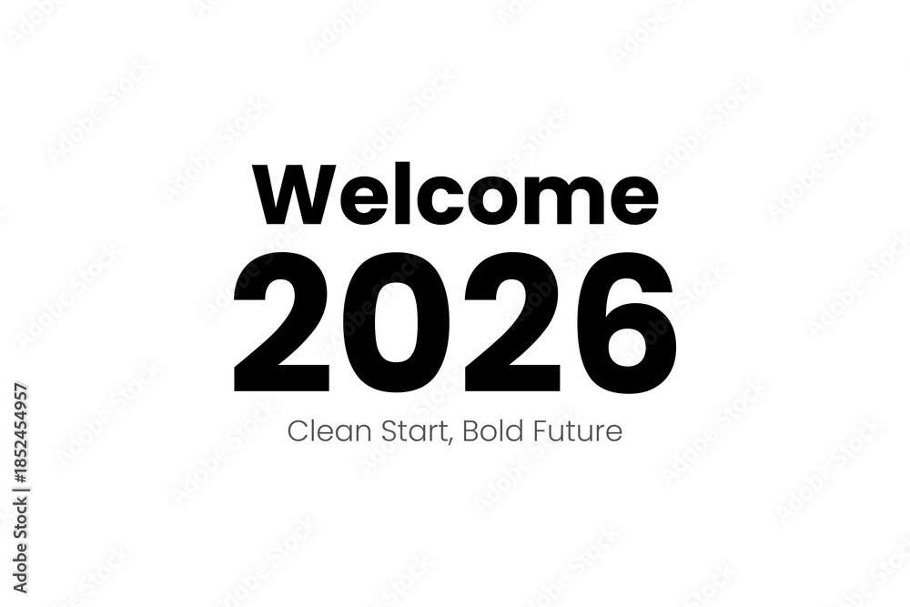 Fototapeta premium minimal new year 2026 welcome typography poster
