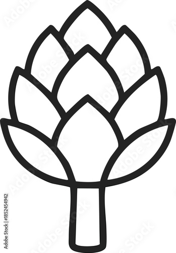  A minimalist black line icon of artichoke