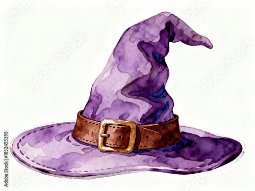 The Sunny Brim Purple Witch Hat isolated watercolor vector illustration svg