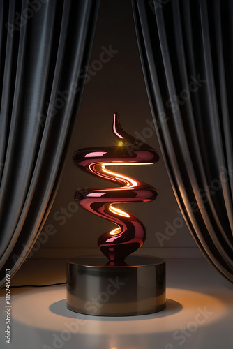 Modern spiral lamp with warm glow, a unique design accent for contemporary interior decoration