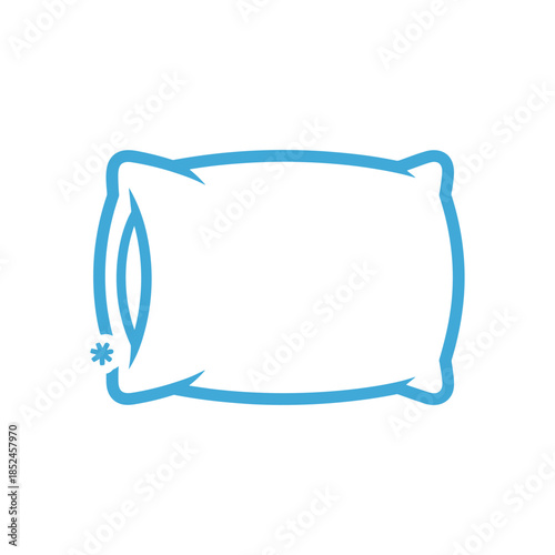 Minimalist Blue Outline Icon of a Cooling Pillow for Comfortable Sleep.