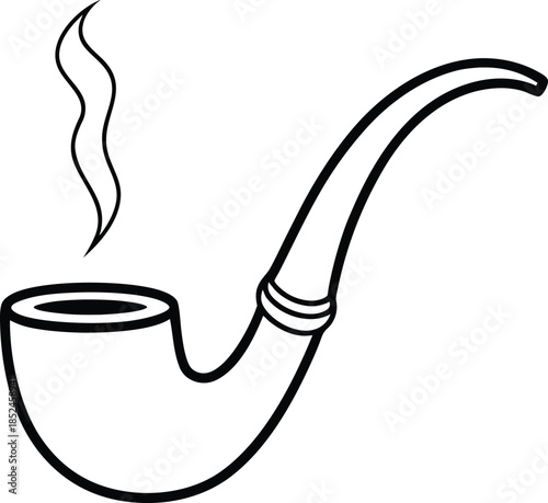 Smoking pipe line art with wisps of smoke tobacco vapor 2