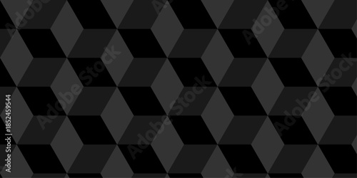 Abstract black cube grid polygon decoration block hexagon geometric texture background. block construction surface cubic wall square creative business texture backgroud.	