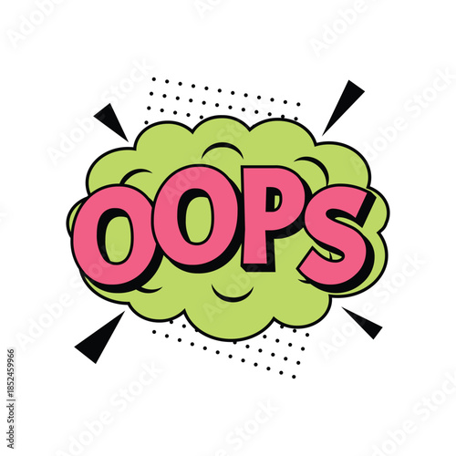 Comic Book Style Oops Exclamation Speech Bubble Graphic.