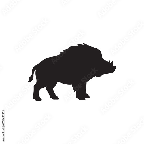 Wild boar silhouette icon vector flat design
