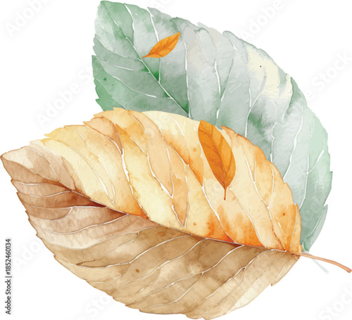 Watercolor Autumn Leaves Composition