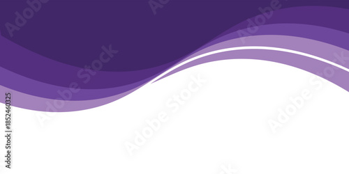 Abstract purple business wave banner on white background, flat purple gradation, with a modern concept style