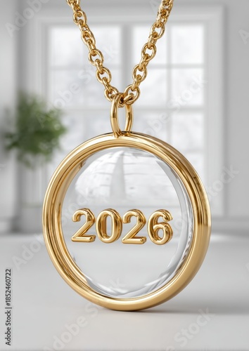 Elegant Gold Necklace Emblazoned with 2016 Perfect for New Year Celebrations Gift Ideas