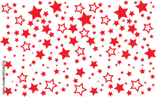 Red Stars Falling on White Background