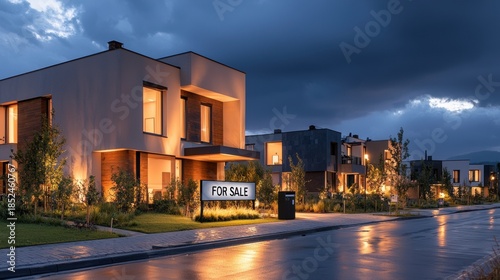 Exploring the Current Housing Market Trends in a Suburban Neighborhood with For Sale Sign