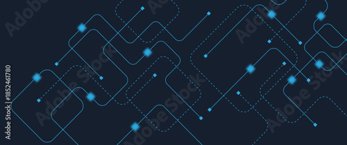 Abstract digital AI circuit board background with tech icons. Digital technology motherboard texture design. Engineering circuit board concept for poster, header, banner, website, presentation