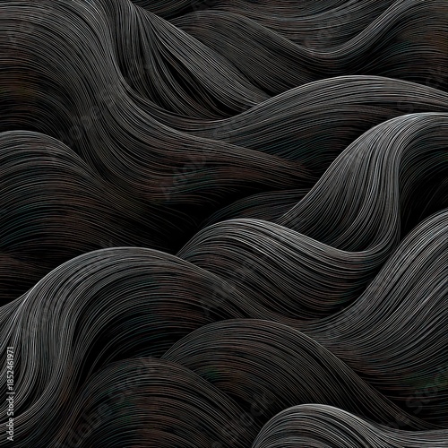 Abstract Concept of Flowing Waves in Dark Tones and Textures
