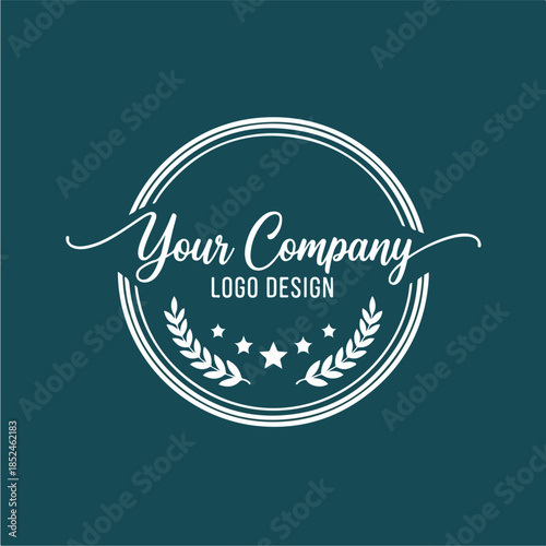 Elegant Company Logo Design with Laurel Wreath and Stars.