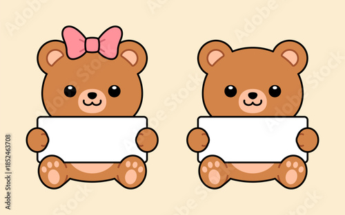 Cartoon Bear Holding Sign Illustration