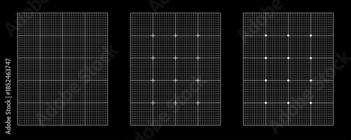Grid Blueprint Background Black Paper Set. Technical Dot Graph Texture Graph Pattern