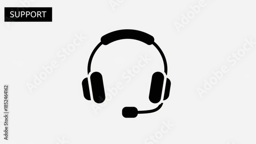 Support headset with microphone on white background for customer